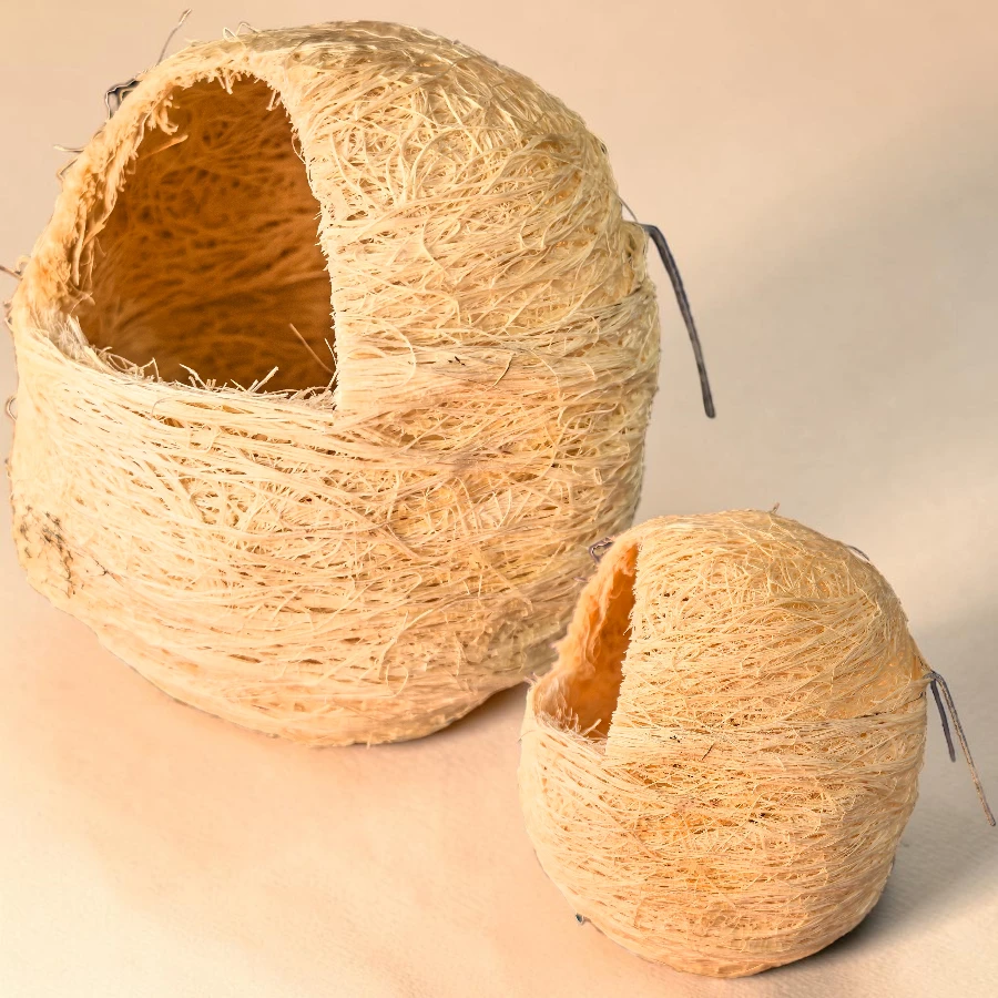 Nido para aves de ixtle esfera