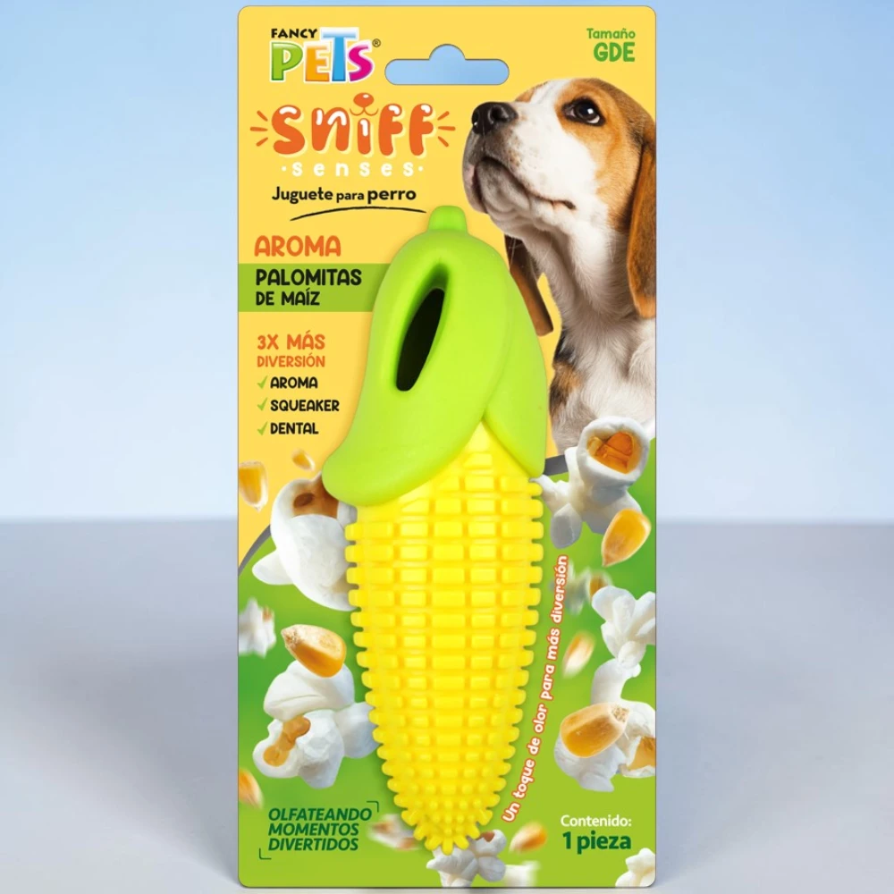 Juguete de elote con aroma a palomitas grande para perros