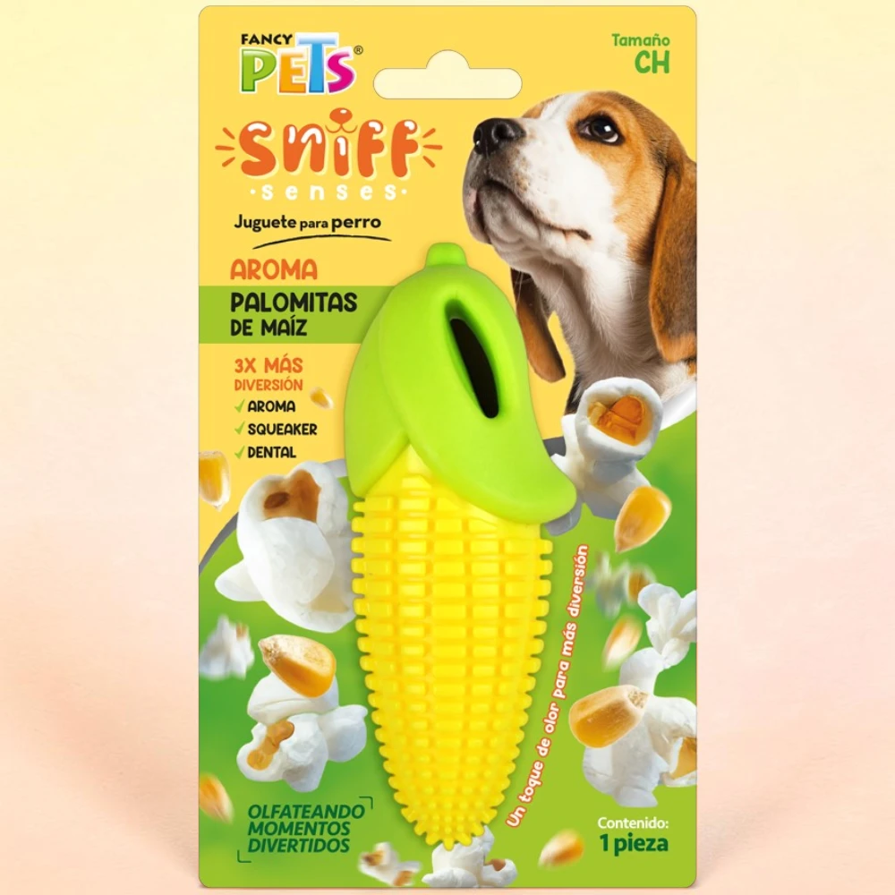 Juguete de elote con aroma a palomitas chico para perros