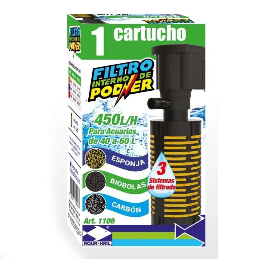 Filtro interno bioesf-carbon- esponja 450 l/h 70 cm