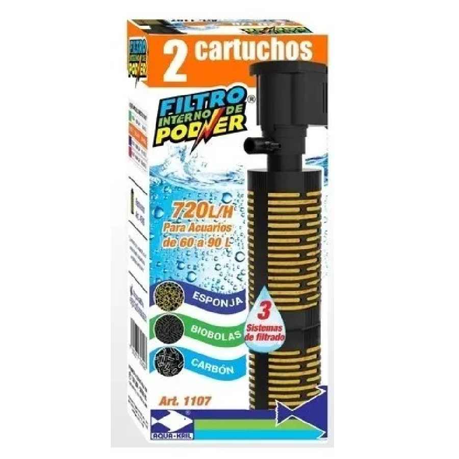 Filtro interno bioesf-carbon-esponja 720 l/h 115 cm
