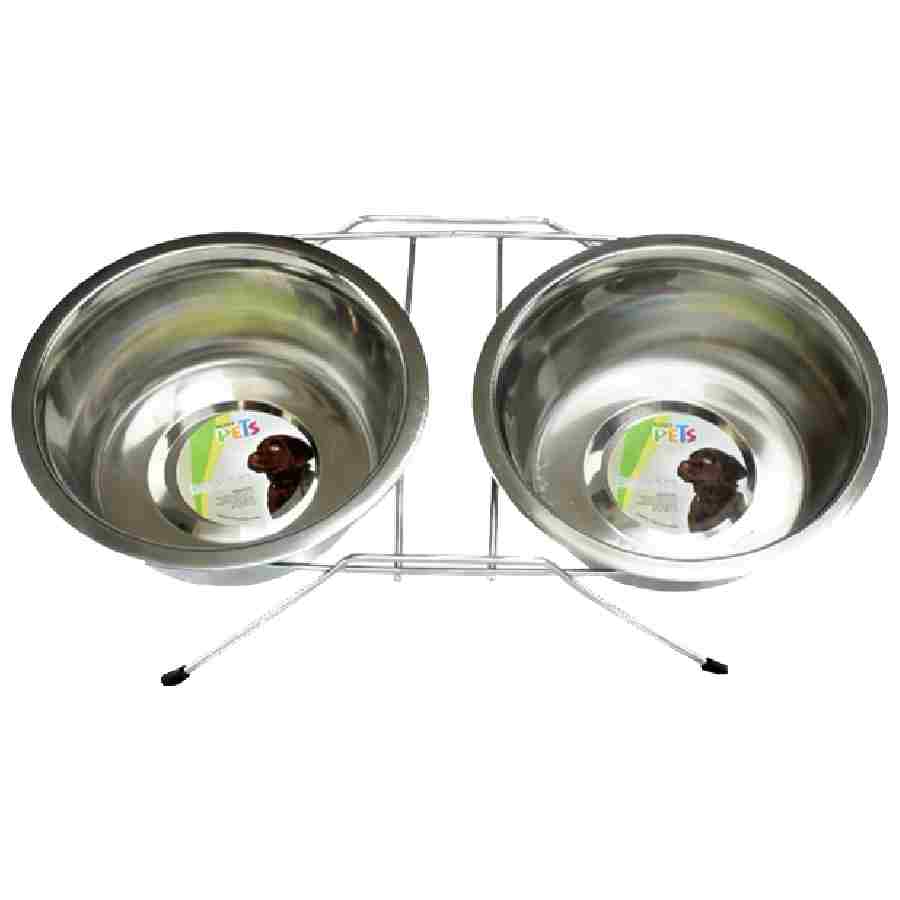 Tazones dobles con soporte grande