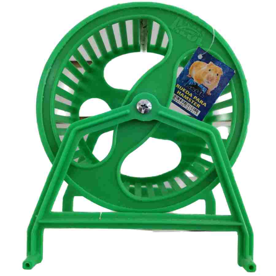 Rueda para hámster con base verde