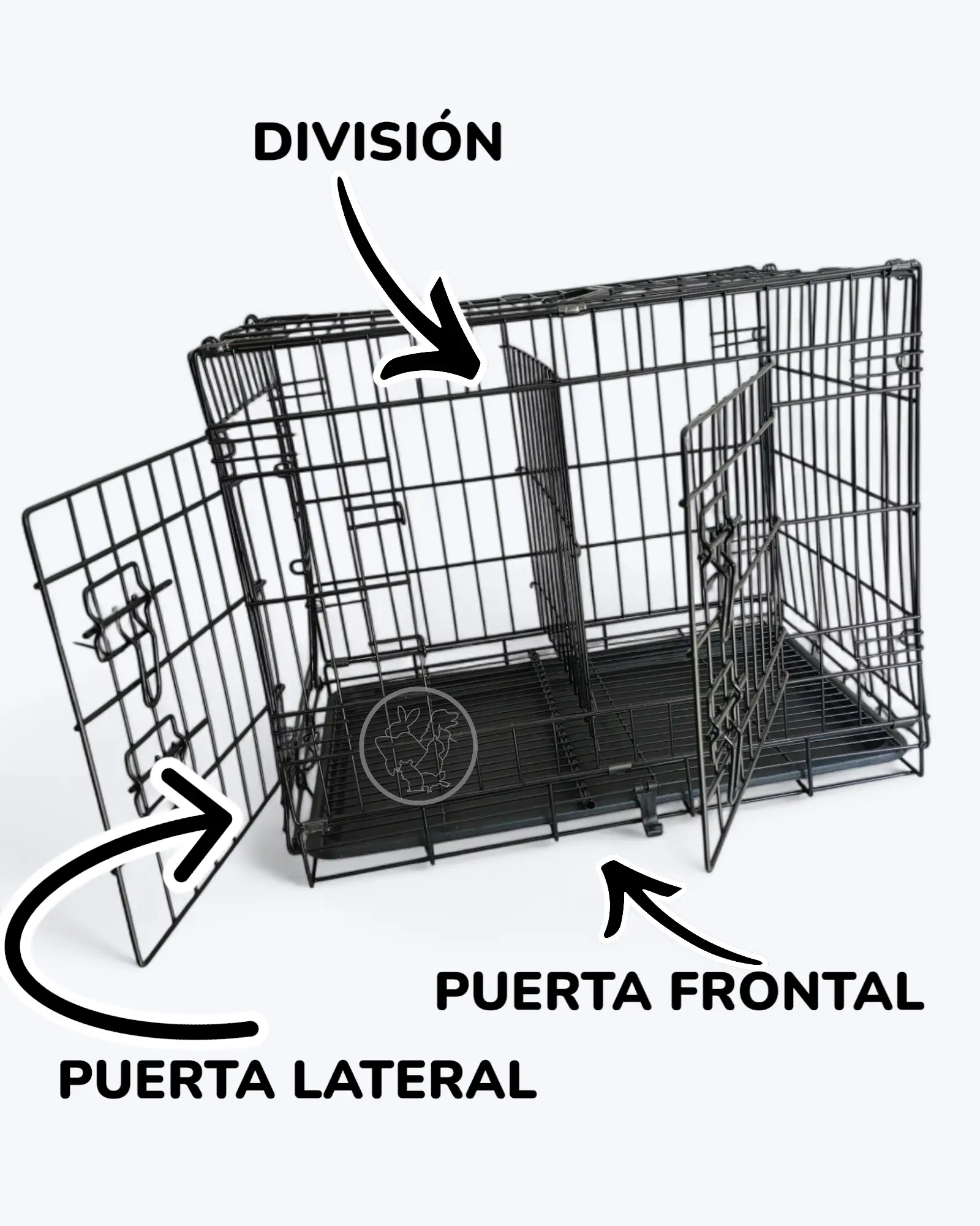 Jaula met├â┬ílica plegable con division 63 x 44 x 50 cm