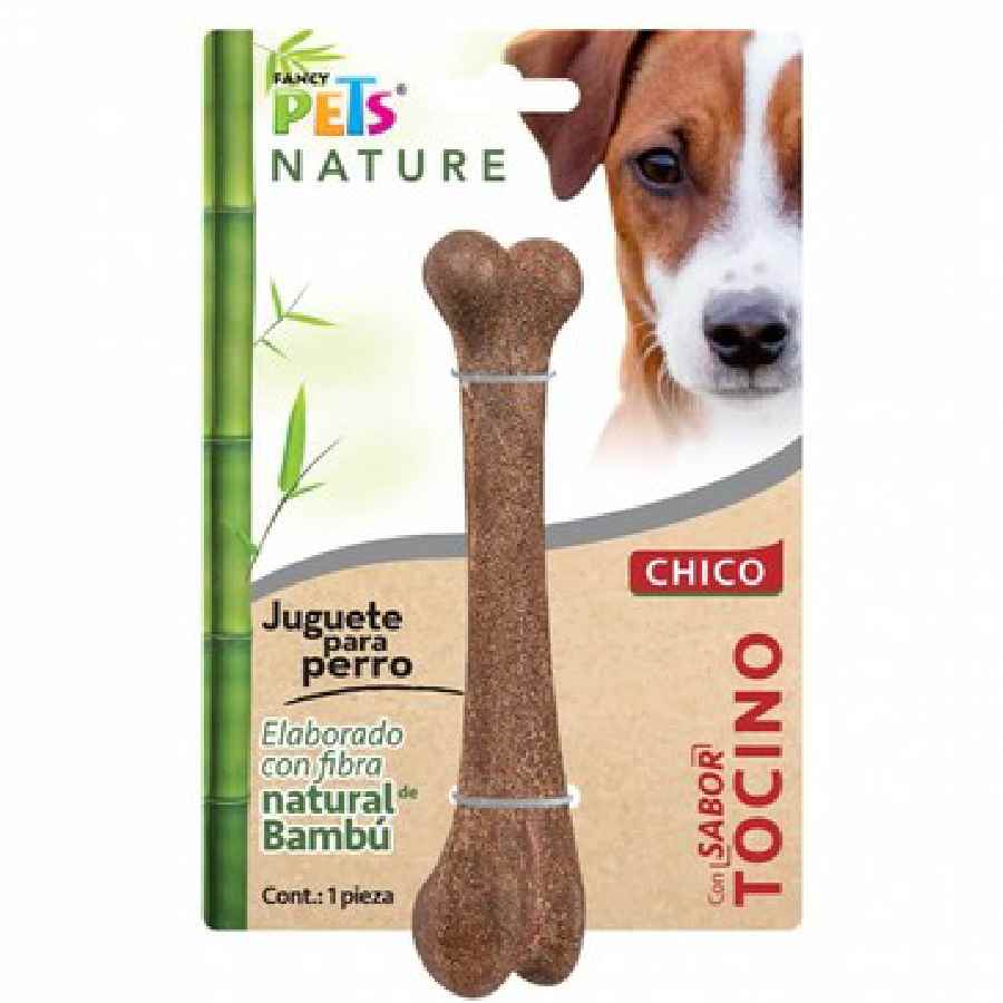Juguete hueso chico de bambu sabor tocino nature