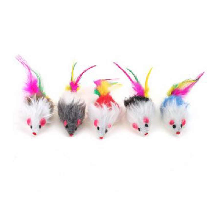 Juguete ratón cola de pluma para gato
