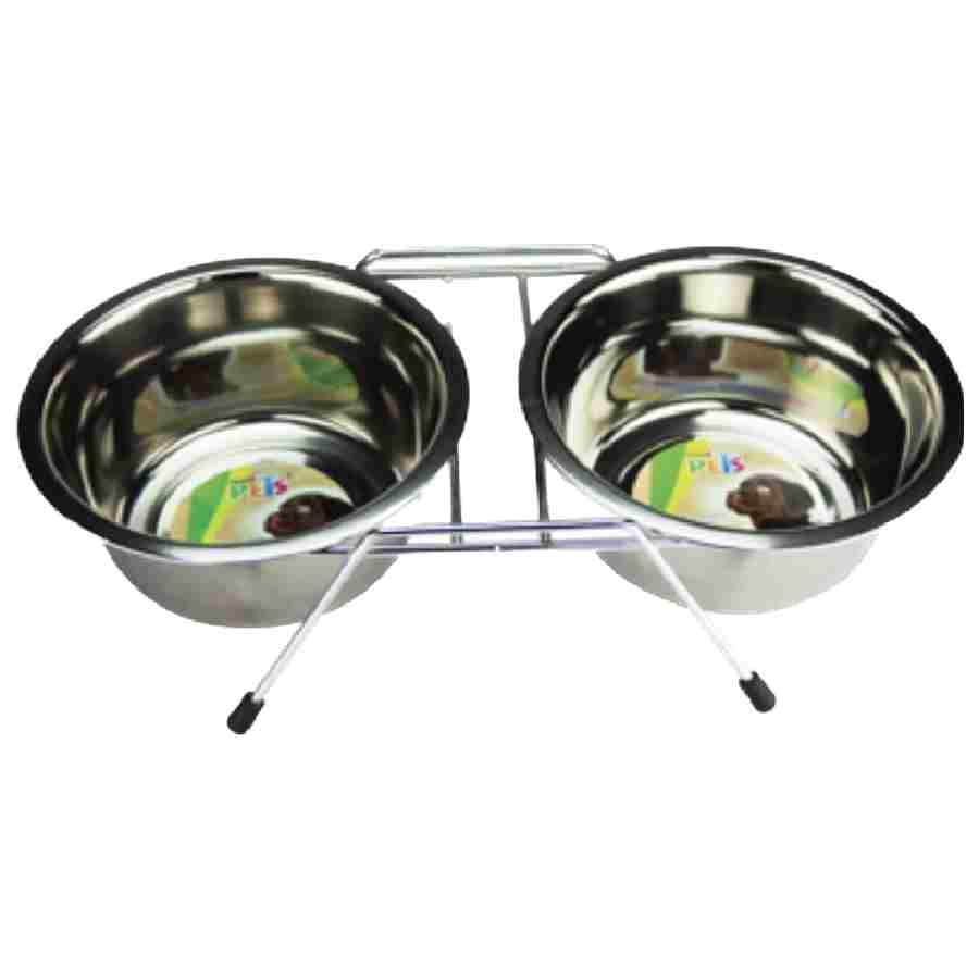 Tazones dobles con soporte mediano